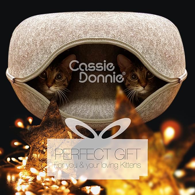 Premium Cat Bed caveTunnel Hiding Places for Indoor Cats(Large) Houses & Condos. Washable100% Nontoxic Eco-Friendly. Spaciousfor 2 Cats