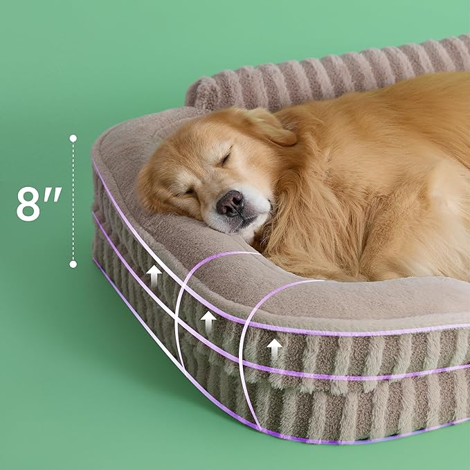 LE SURE Cute XL Dog Beds, Orthopedic Waterproof Dog Bed for Extra Large Dogs, Non-Slip Bottom and Egg-Crate Foam Big Pet Couch Sofa with Washable Removable Cover, Hazel