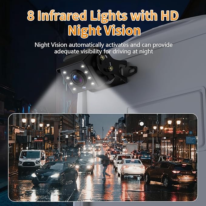 Wired Reverse Backup Camera with 7" Screen, Waterproof IP68, Night Vision Vehicle Camera for Truck, RV, Trailer, Vans, Bus - Tulakeey