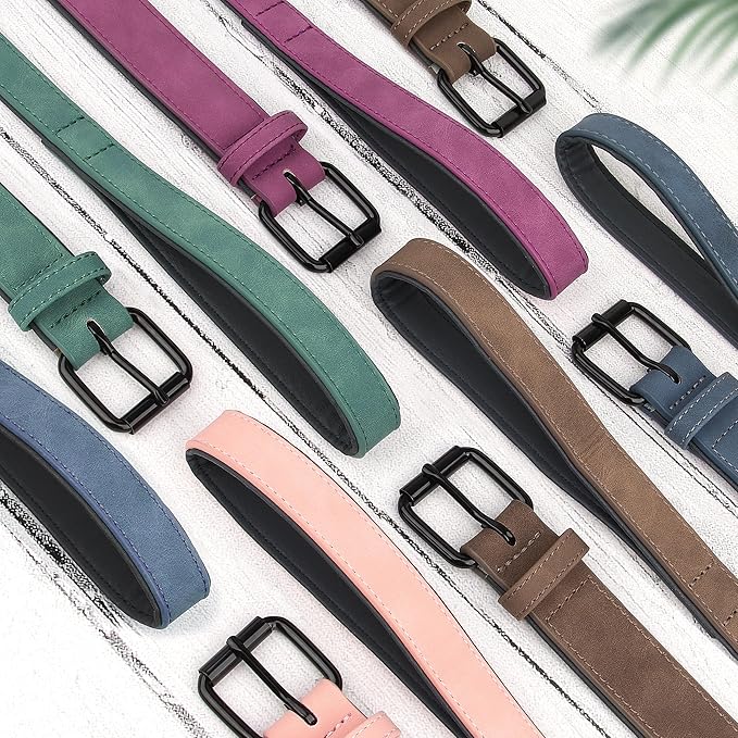 Didog Soft Padded Leather Dog Collar and Leash Set, Heavy Duty Dog Leash and Collar Set with Metal Buckle, Breathable Dog Collars with 4FT Leather Dog Leash for Small Medium Large Dogs, Purple, L