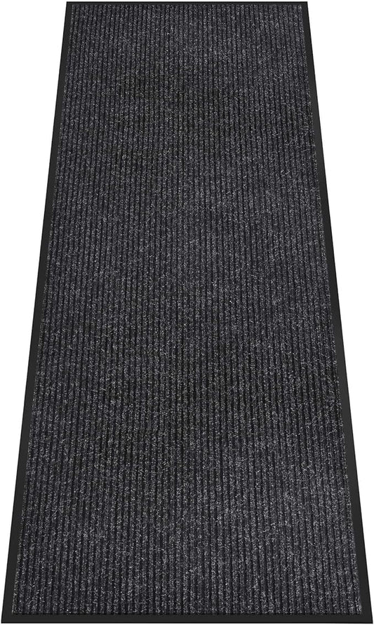 Indoor Outdoor Door Mat, 10' x 3' Doormat for Entryway, Rubber Backing Non Slip Front Door Mat Outside Entrance, Super Absorbent Commercial Floor Mat for Home Office, Black
