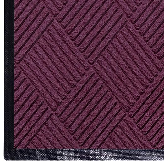 M+A Matting WaterHog Diamond | Commercial-Grade Entrance Mat with Rubber Border – Indoor/Outdoor, Quick Drying, Stain Resistant Door Mat (Bordeaux, 3' x 8')