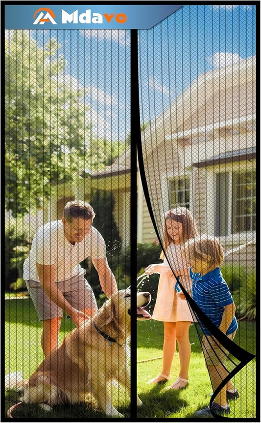 Magnetic Screen Door, Heavy Duty Door Screen Magnetic Closure Keep Bugs Out,Pet & Kid Friendly，Hands Free Door Screen Fit Door Size40 x 96 Inches ‎Black