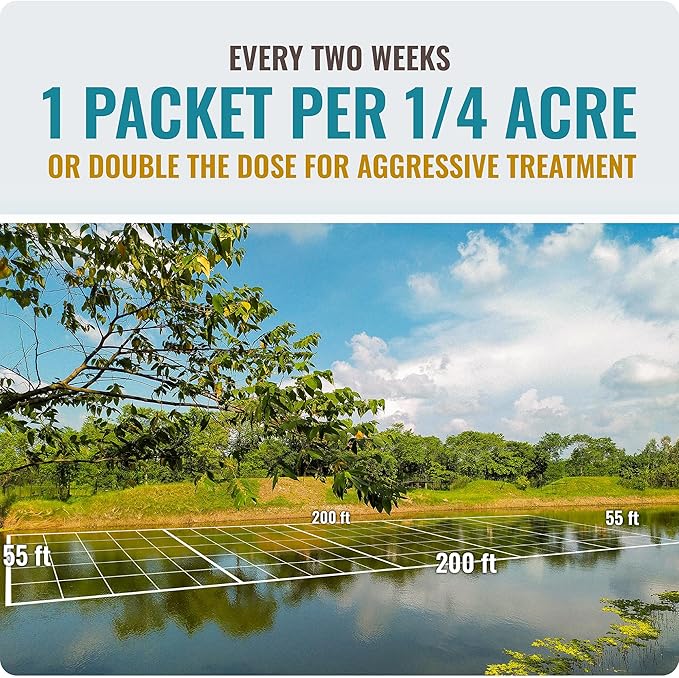 Pond Clear Water Treatment - 16 Pack for 8 Months of Pond Cleaner Supply - Pond Clarifier for Outdoor Ponds – 100% Natural Pond Bacteria Packets - Made in The USA - Safe for Fish, Pets, and Swimming