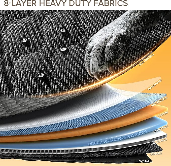 Back Seat Extender for Dogs, PVC Rods Support and Hard Bottom Car Seat Cover for Dogs, Heavy Duty Dog Car Seat Cover for Back Seat, Dog Hammock for Car, Waterproof Pet Bed For Car, SUV, Truck