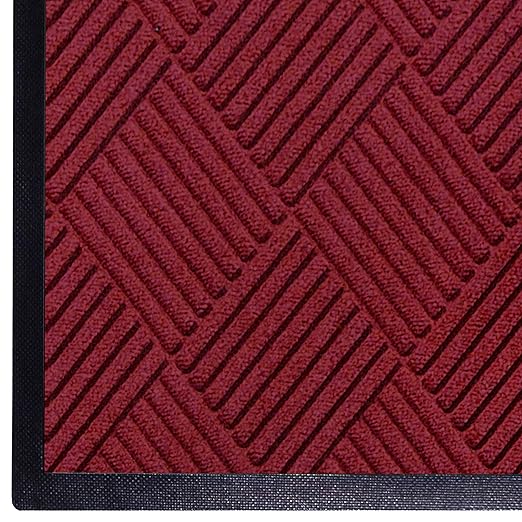 WaterHog Diamond | Commercial-Grade Entrance Mat with Rubber Border – Indoor/Outdoor, Quick Drying, Stain Resistant Door Mat (Red/Black, 3' x 5')