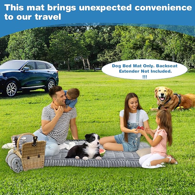 VClife Dog Car Seat Cover for Backseat Extender, Anti Slip Dog Bed Mat Travel Blanket, Pet Friendly Backseat Cover for Cars, SUVs, Small Trucks, Back Seat Extender Protector (Light Gray, 51"×23.6")