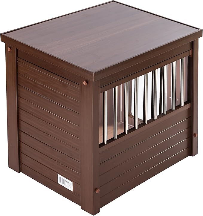 New Age Pet ECOFLEX Dog Crate End Table - Furniture-Style Pet Crate for Crate Trained Dogs - Stainless Steel Tubing & a Latched Closure - 10 Year Manufacturer's Warranty