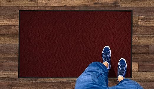 WaterHog Diamond | Commercial-Grade Entrance Mat with Rubber Border – Indoor/Outdoor, Quick Drying, Stain Resistant Door Mat (Red/Black, 4' x 10')