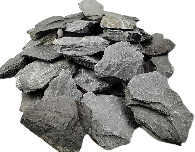 Voulosimi Natural Slate Rocks PH Neutral Stone Perfect Rocks for Aquariums, Landscaping Model,Tank Decoration,Amphibian Enclosures (3.5 LB, 1-3 inch)