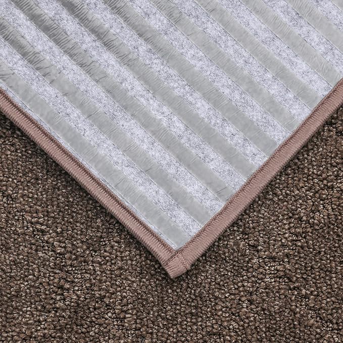 COSY HOMEER Edging Stair Treads Non-Slip Corner Indoor Stair Runners for Wooden Steps,Landing Slip Resistant Stair Rugs for Kids and Dogs, 100% Polyester TPE Backing,Brown,20"X32"