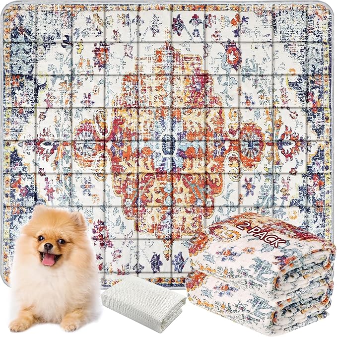 Washable Thickened Pee Pads for Dogs, 2 Pack (36"x42") Upgrade Reusable Puppy Pads with Non-Slip Rug, Super Absorbent Leakproof Puppy Training & Whelping Pads for Dogs, Doggie