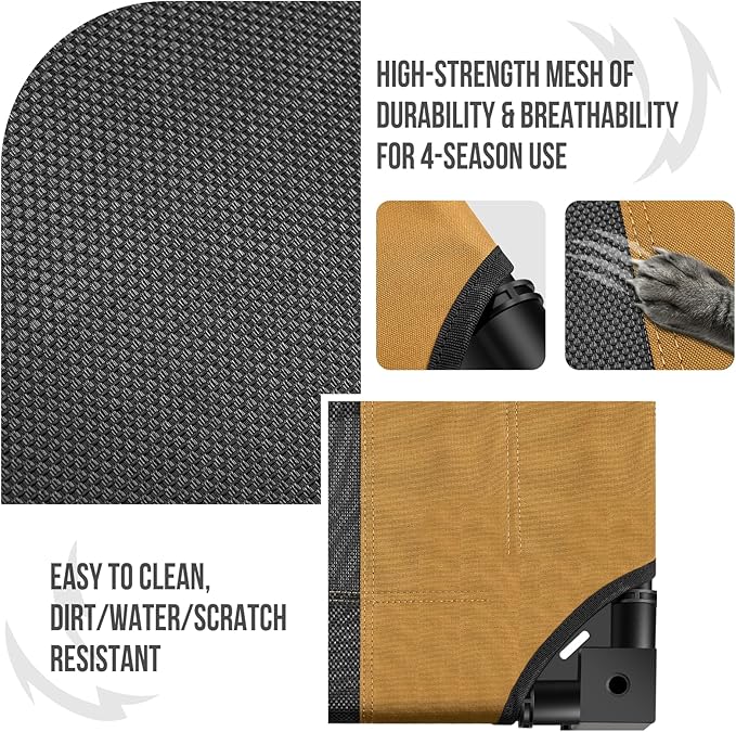 ONETIGRIS Elevated Dog Cot, Raised Bed for Medium Large Dogs Indoor Outdoor Cooling Elevated Dog Beds with Breathable Teslin Mesh and No-Slip Feet (Brown, Small)