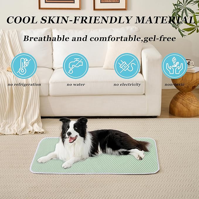 MICROCOSMOS Pet Cooling Mat & Sleeping Pad- Breathable Bubble Surface, EZ Clean. Keep Cooling for Pets, Kids and Adults in Summer.(Green, 48" x 24")