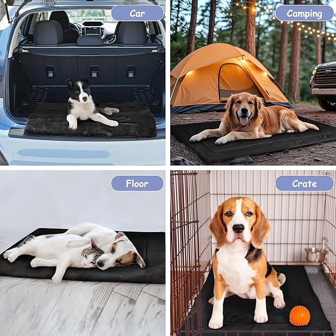 Kritter Planet Waterproof Foldable Dog Bed Pad for Camping & Travel, Portable Roll-Up Dog Bed Car Seat Pet Cushion Mat with Handles for Small & Medium Dogs, Indoor & Outdoor Use