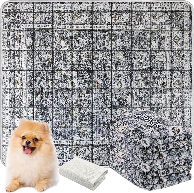 Washable Thickened Pee Pads for Dogs, 2 Pack (36"x42") Upgrade Reusable Puppy Pads with Non-Slip Rug, Super Absorbent Leakproof Puppy Training & Whelping Pads for Dogs, Doggie