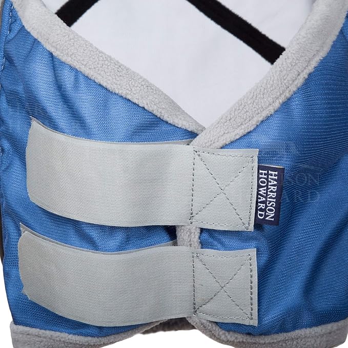 Harrison Howard CareMaster Pro Luminous Fine Mesh UV-Proof Fleece Padding Fly Mask Half Face Aquamarine (XL; Extra Full)