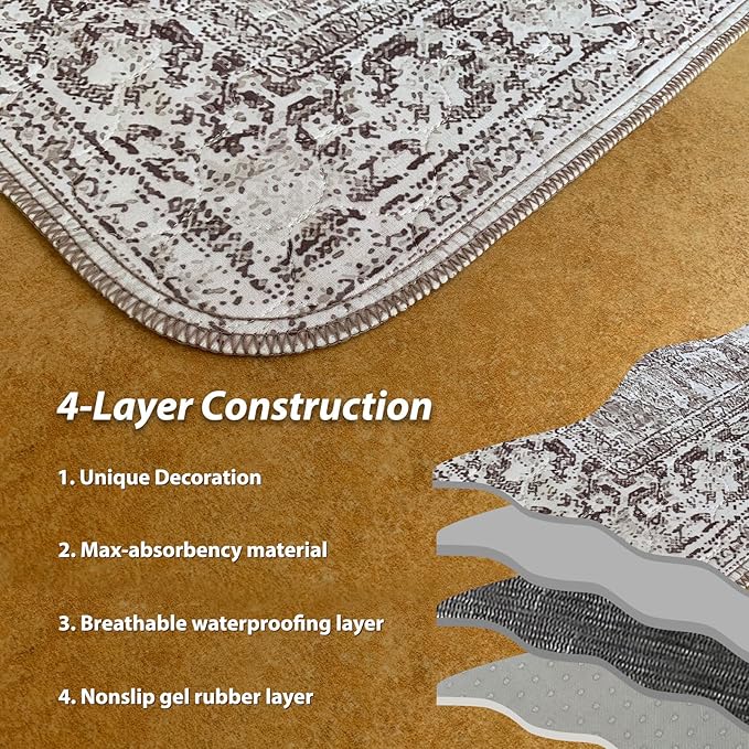 nunubaby Washable Pee Pads for Dogs, Stylish, Non-Slip and Leak-Proof Pee Pads. Reusable Potty Pads for Dogs for Crates and Floors.(Brown/Geo, 31" x36")