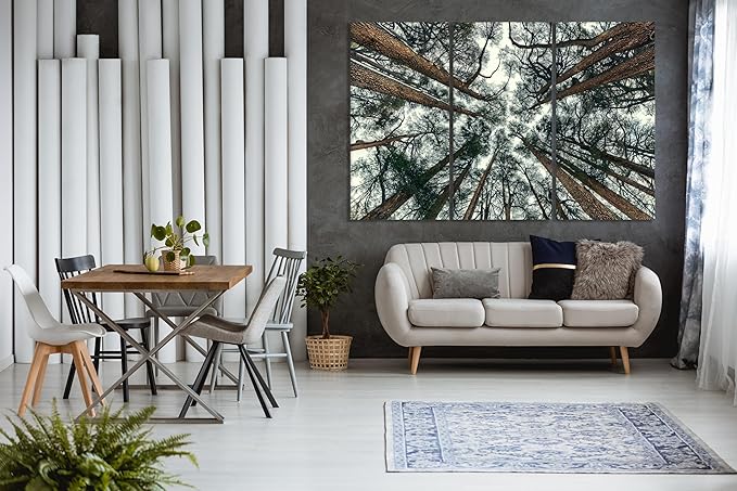 Nature Wall Art Prints - Ocean Forest Mountain Lake Canvas Landscapes - Small to Extra Large Living Room Bedroom Kitchen Bathroom Décor (Trees and Sky, 35L" x 53W" - 3 Panels)