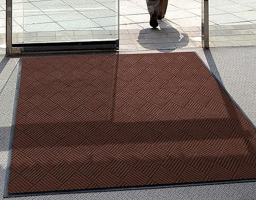 M+A Matting WaterHog Diamond | Commercial-Grade Entrance Mat with Rubber Border – Indoor/Outdoor, Quick Drying, Stain Resistant Door Mat (Dark Brown, 3' x 10')