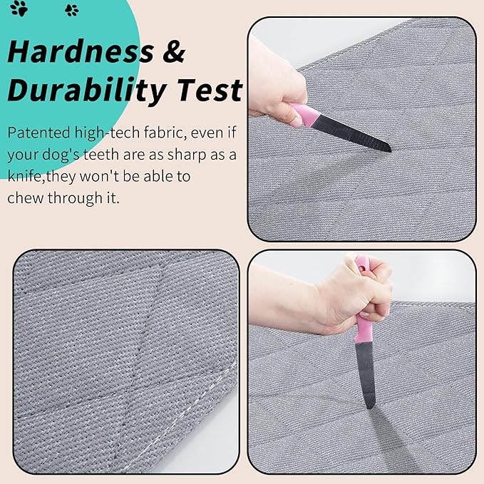 MABOZOO Indestructible Dog Beds - Chew Proof Crate Pad for Aggressive Chewers, Machine Washable Quilted Mat, Durable for Small Dogs, Grey Kennel Pad (28x47 in)