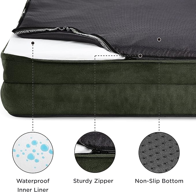 Bedsure XL Plus Orthopedic Dog Bed for Extra Large Dogs - Waterproof XLarge Dog Cat Bed, Comfort Dogs Couch Sofa with Washable Removable Cover, Pet Bed with Nonskid Bottom, Boreal Canopy Green, 48"