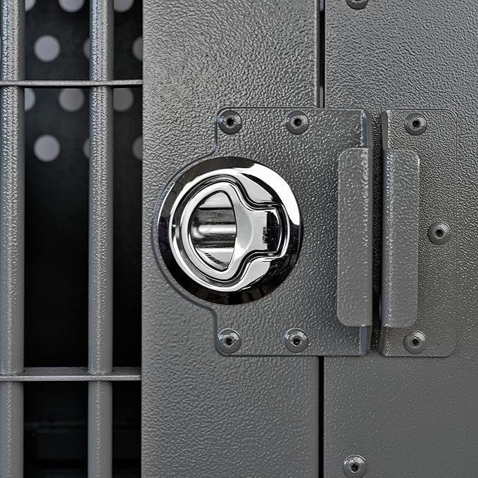 Heavy Duty Fully Collapsible Powder-Coated Aluminum Dog Crate - Medium (Gray)