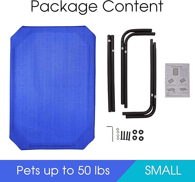 PHYEX Raised Pet Cot for Small Pets, Elevated Dog Bed with Breathable Mesh, Sturdy Steel Frame for Indoor & Outdoor Use, Non-Slip Design, Easy Clean, 33-Inch Blue