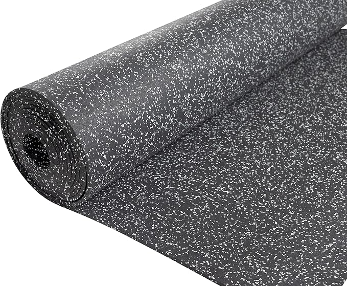 Playsafer Genaflex Rubber Gym Floor Mat, Heavy Duty Commercial Protective Gym Flooring Roll - 8mm Thick (10% Grey, 4' X 10')