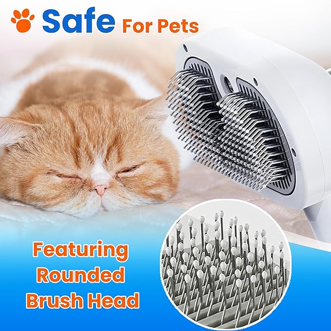Pet Steam Brush For Cat & Dog - Pets Spray Hair Removal Comb - Cats Indoor Shedding & Grooming Mist Tool - Water Steamer Brushes for Long & Short Haired Dogs - Spritz Defur Comb (White Pro)