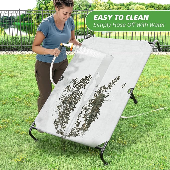 Simple Trending Raised Dog Bed for Extra Large Dogs, Waterproof XL Dog Cot, Outdoor Elevated Pet Bed, 60.25" x 37.25", Grey