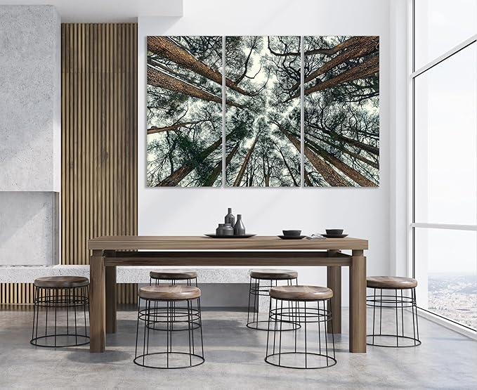 Nature Wall Art Prints - Ocean Forest Mountain Lake Canvas Landscapes - Small to Extra Large Living Room Bedroom Kitchen Bathroom Décor (Trees and Sky, 31L" x 47W" - 3 Panels)