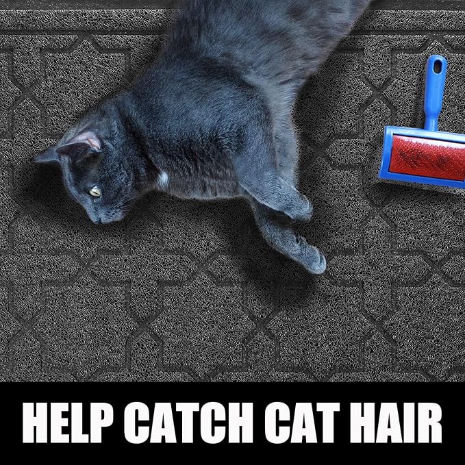 Yimobra Cat Litter Mat, 24"x20" Litter Mat with Litter Lock Mesh, Soft Cat Litter Mat Litter Trapping Mat, Easy to Clean, Non-Slip, Water Resistant, Litter Free Floors, Black