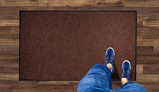 M+A Matting WaterHog Diamond | Commercial-Grade Entrance Mat with Rubber Border – Indoor/Outdoor, Quick Drying, Stain Resistant Door Mat (Dark Brown, 4' x 8')