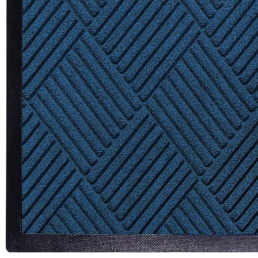 M+A Matting WaterHog Diamond | Commercial-Grade Entrance Mat with Rubber Border – Indoor/Outdoor, Quick Drying, Stain Resistant Door Mat (Navy, 6' x 6')