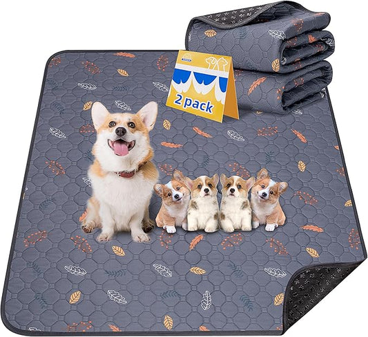 Sunheir 2-Pack Extra Large Reusable Dog Mat for Floor, Waterproof Dog Playpen, Super Absorbent Washable Pee Pads for Dogs, Pet Whelping Mat, Potty Training - 36" x 72"