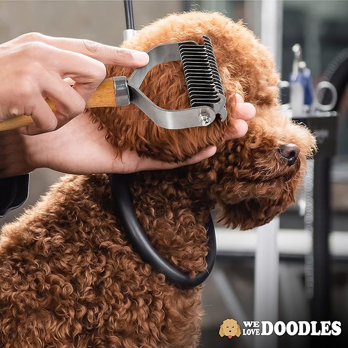We Love Doodles Pet Dematting Comb and Pet Dematting Brush & Rake (Bundle) - Deshedding Undercoat Rake and Detangler Brush For Dogs, Comb Tool For Grooming, for Detangling Thinning and Shedding