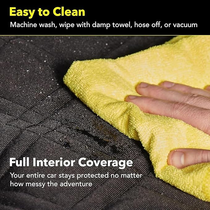 Meadowlark XL Dog Seat Covers Unique Design & Full Car Protection-Doors,Headrests & Backseat. Extra Durable Zippered Side Flap, Waterproof Hammock Pet Seat Cover + Seat Belt & 2 Headrest Protectors