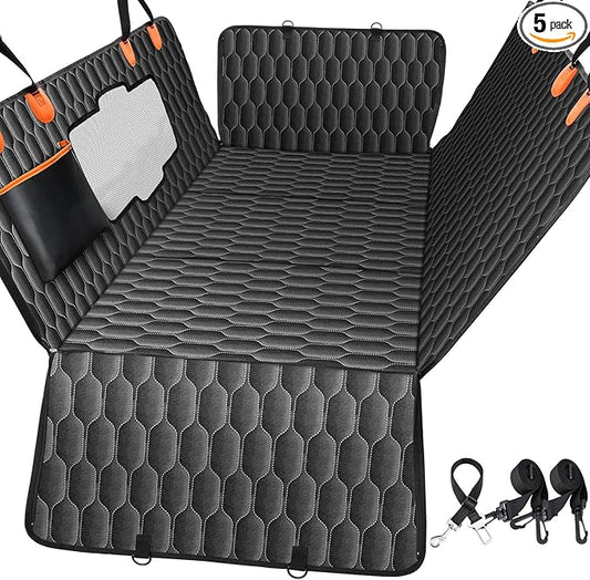 Back Seat Extender for Dogs-Supports 400lb,Hard Bottom Dog Car Seat Cover for Back Seat -Detachable,Scratch Proof Nonslip,Dog Hammock for Car,Truck with Anti-Slip Dispensing