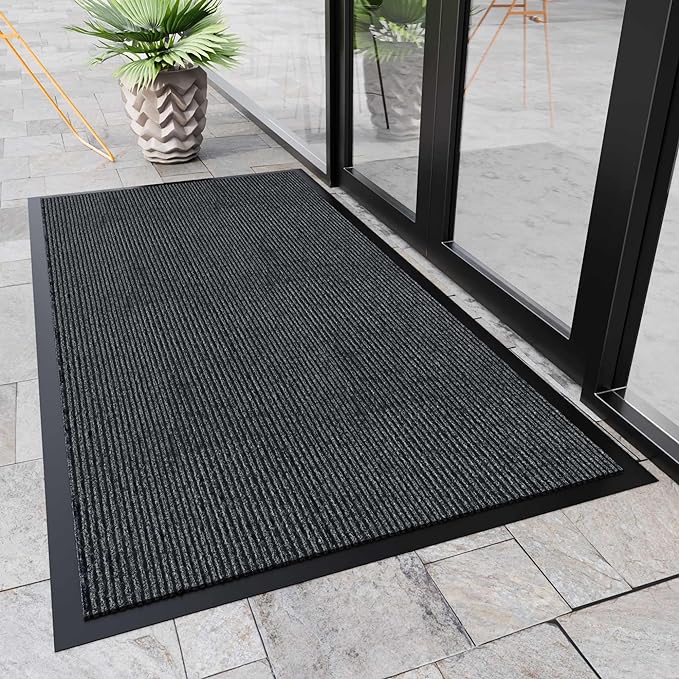 Indoor Outdoor Door Mat, 6’ x 4' Doormat for Entryway, Rubber Backing Non Slip Front Door Mat Outside Entrance, Super Absorbent Commercial Floor Mat for Home Office