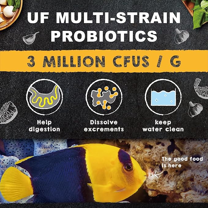 Ultra Fresh Marine Fish Food, 75% Sword Prawns + Squids, Natural Protein, Color Enhancement, for Small Saltwater Fish, Marine Shrimp Patties S 4.56oz