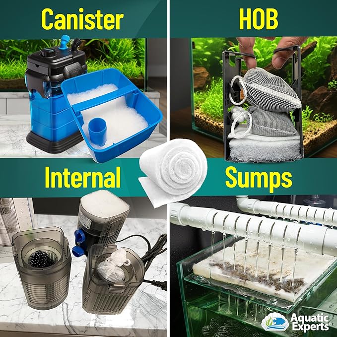 Aquatic Experts Aquarium Filter Floss for Fish Tank Filters - FilterFirst Aquarium Filter Pad - Media Roll for Crystal Clear Water, 3/4" - 1" Thick (12 Inch Wide, 12 Feet Long)