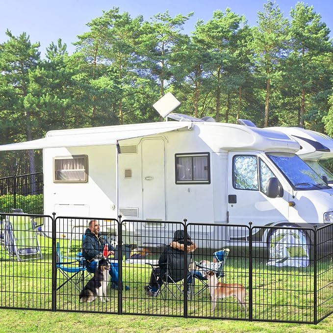 Dog Playpen 40 inch 24 Panels Indoor Outdoor Dog Pen for Large/Medium/Small Dogs Heavy Duty Metal Dog Fence Outdoor for Yard, Puppy Playpen with Door Portable Pet Fence for RV Camping Yard