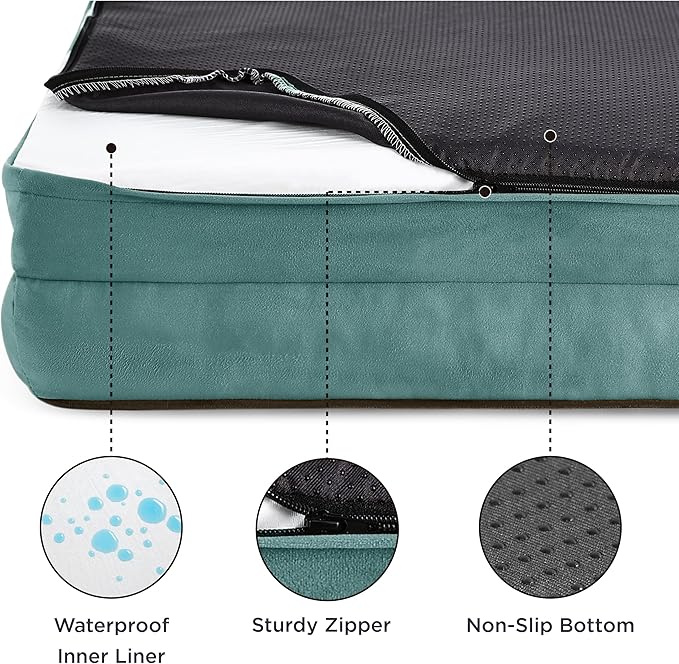 Bedsure XL Plus Orthopedic Dog Bed for Extra Large Dogs - Washable XLarge Dog Cat Bed Waterproof, Comfort Dogs Couch Sofa with Washable Removable Cover, Pet Bed with Nonskid Bottom, Washed Blue, 48"