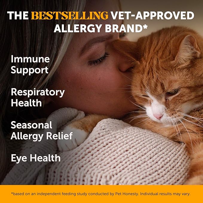 Cat Immune Support Lysine - Cat Allergy Relief - Sneezing, Runny Nose, Watery Eyes - Cat Supplements & Vitamins with Omega 3s, L-Lysine, Antioxidants, Colostrum - Chicken (30 Day Supply)