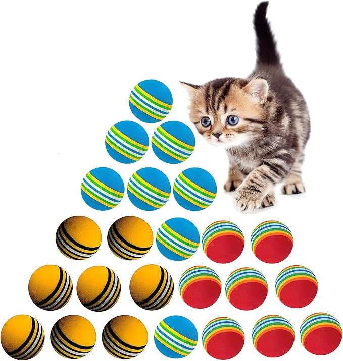 24 Pcs Colorful Soft Foam Rainbow Play Balls for Pet Dog and Cat (42cm) Ethylene Vinyl Acetate