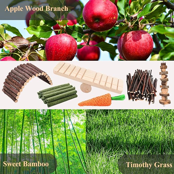 Grddaef Hamster Toys, Guinea Pig Chew Toys Small Animal Enrichment Toys Cage Accessories for Chinchilla Gerbils Rats Bunny Mouse