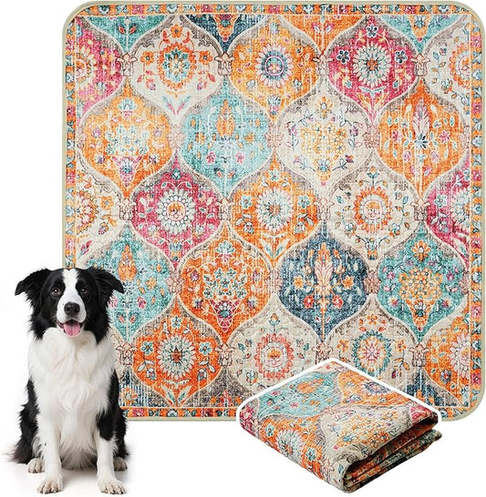 HAOCOO Washable and Reusable Pee Pads for Dogs,(1 Pack) 6Ft x 6Ft Super Absorbent Puppy Training Pads, Orange Waterproof Leak-Proof Whelping Pads Non-Slip Potty Pads for Pet Housebreaking