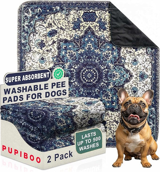 Washable Pee Pads for Dogs - Super Absorbent Reusable Puppy Training Pads - 100% Waterproof, Leak-Proof & Non-Slip Whelping Pads for Pet Housebreaking