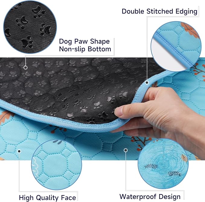 Sunheir 2 Pack Washable Guinea Pig Pee Pads, 24" x 48" Waterproof Reusable Guinea Pig Cage Liners, Absorbent Bedding Training Mat for Small Animal Guinea Pigs Rabbit Bunny Hamster - Sky Blue